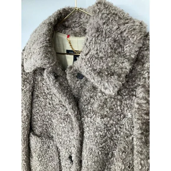 Marc by Marc Jacobs Faux Fur Short Brown Snap Front Coat, size Small - Picture 4 of 9